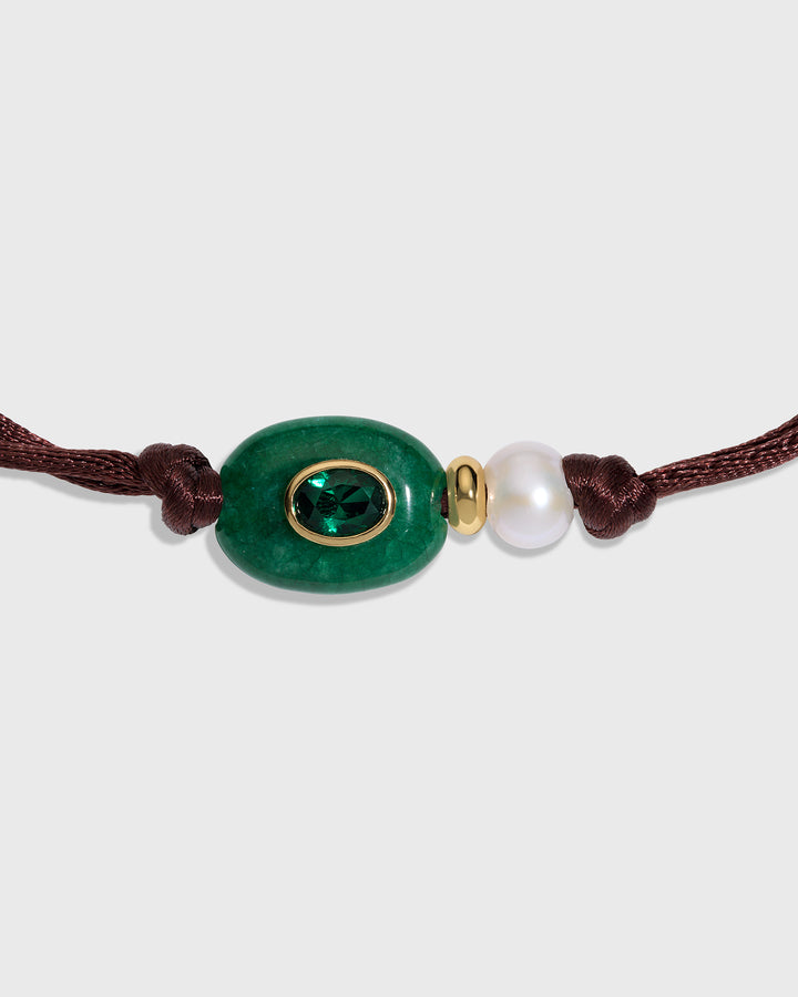Green Agate Pearly Cord Choker