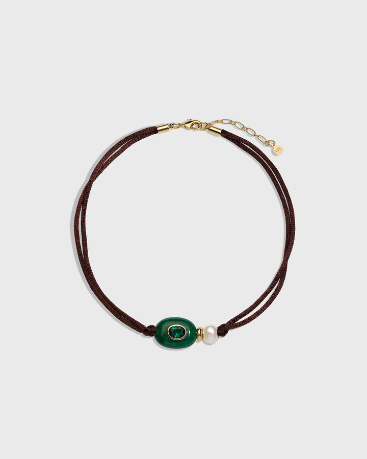 Green Agate Pearly Cord Choker