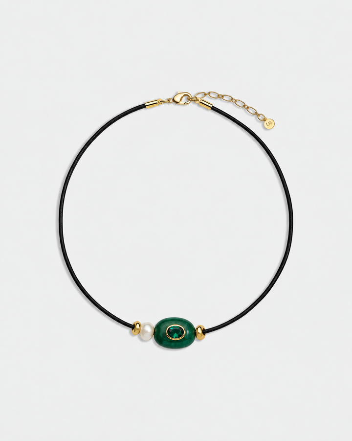 Green Agate Pearly Cord Choker