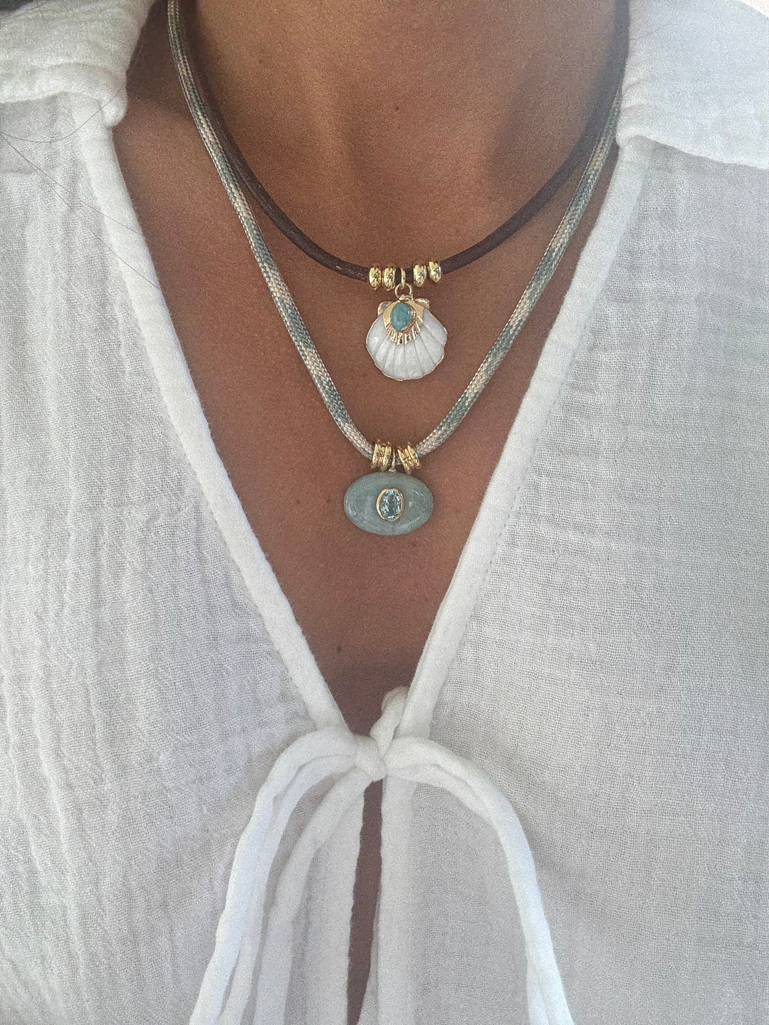 Inlay Shell &amp; Turquoise Horizon Necklace