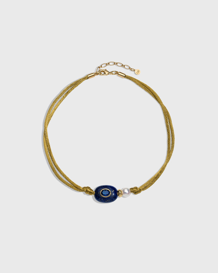 Lapis Pearly Cord Choker