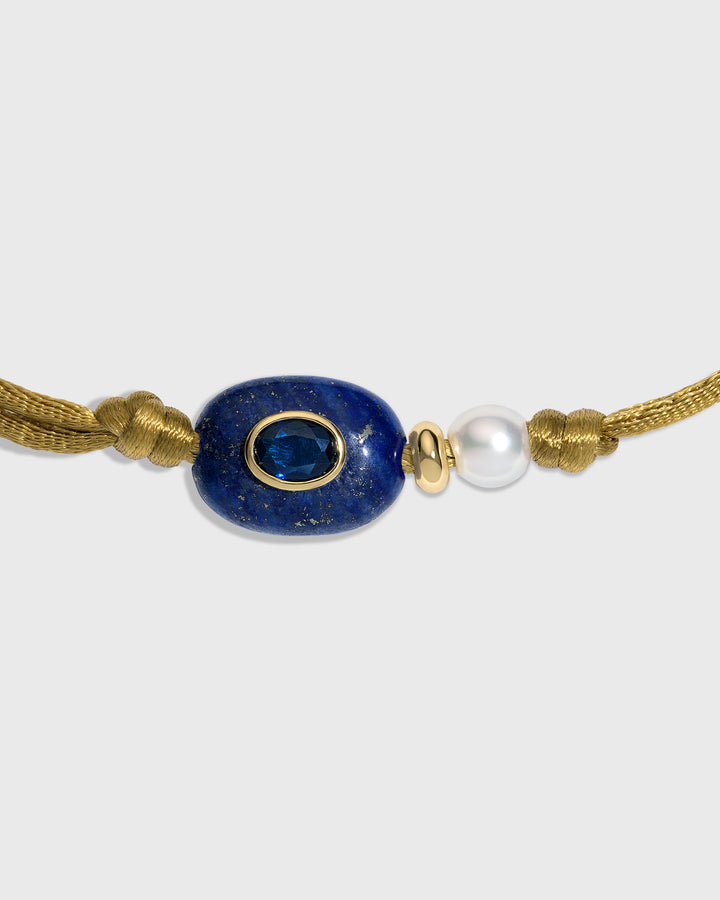 Lapis Pearly Cord Choker