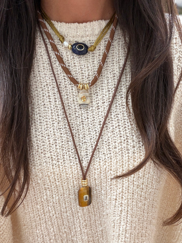 Lapis Pearly Cord Choker