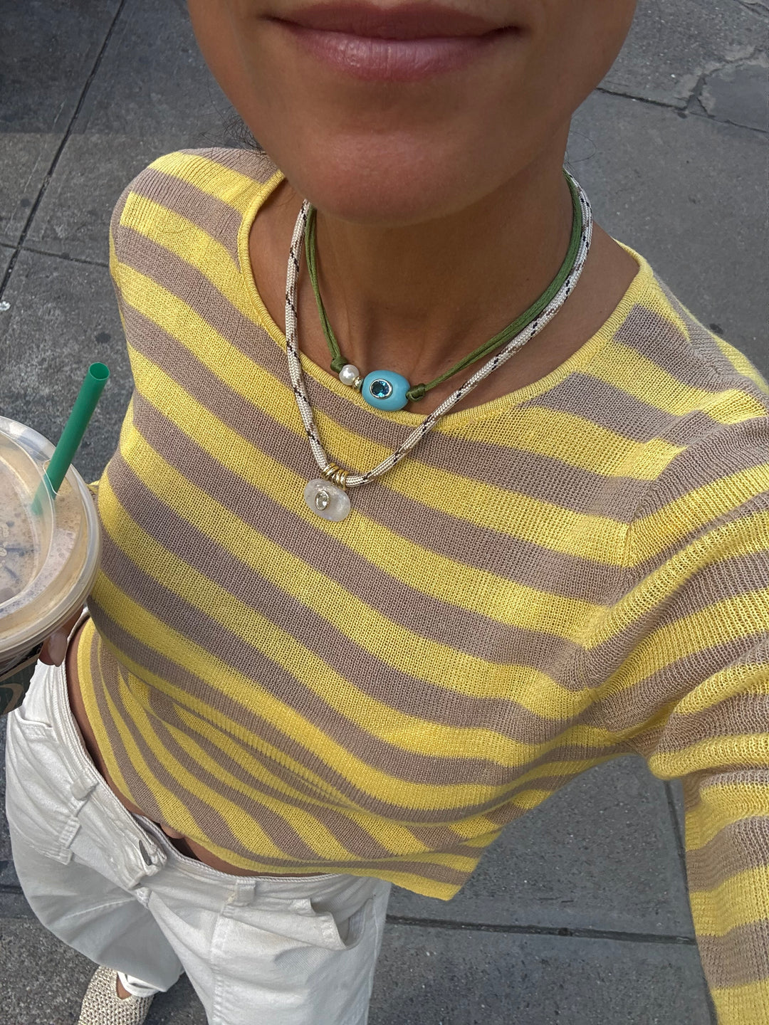 Turquoise Pearly Cord Choker