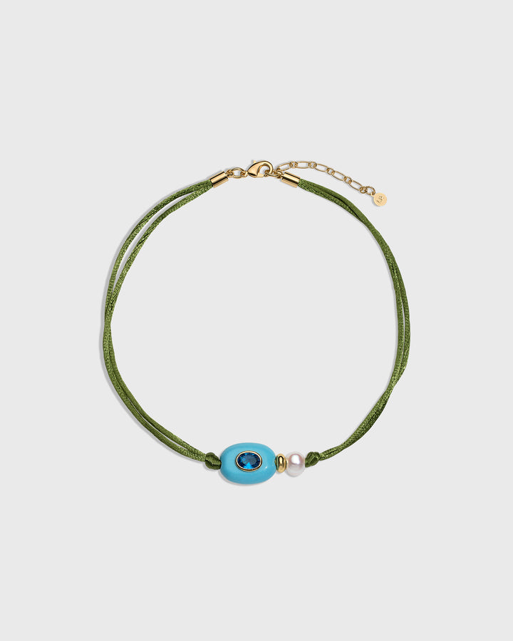 Turquoise Pearly Cord Choker