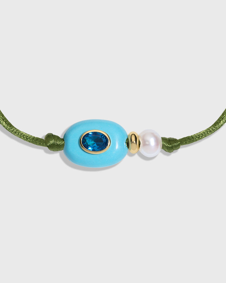 Turquoise Pearly Leather Choker