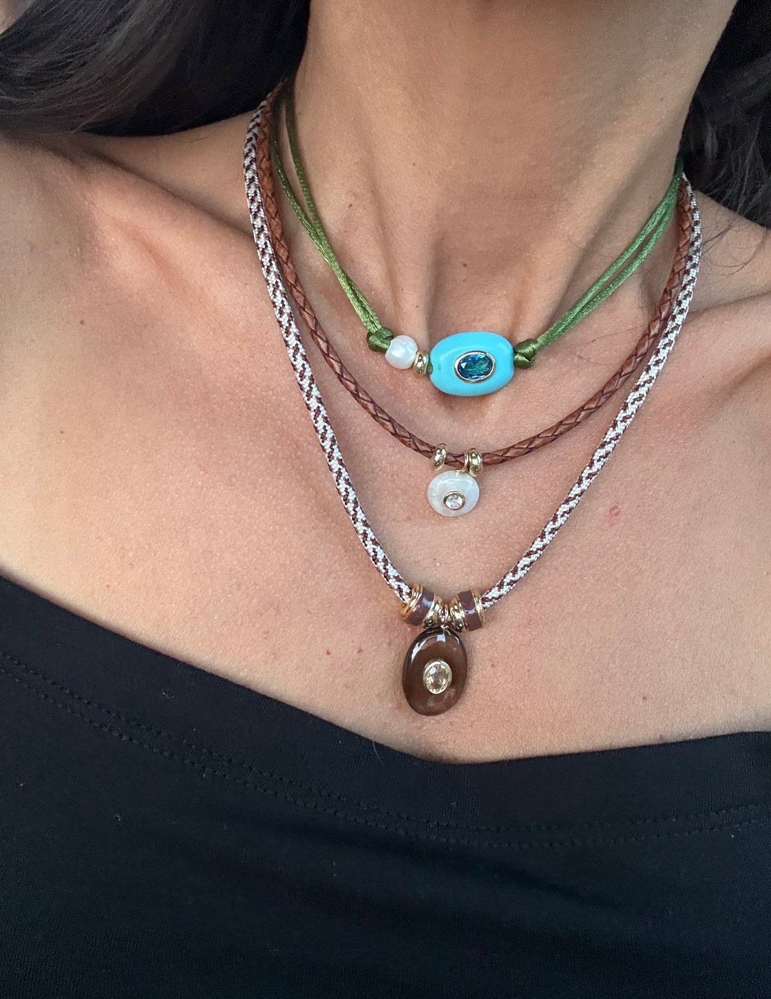 Turquoise Pearly Cord Choker