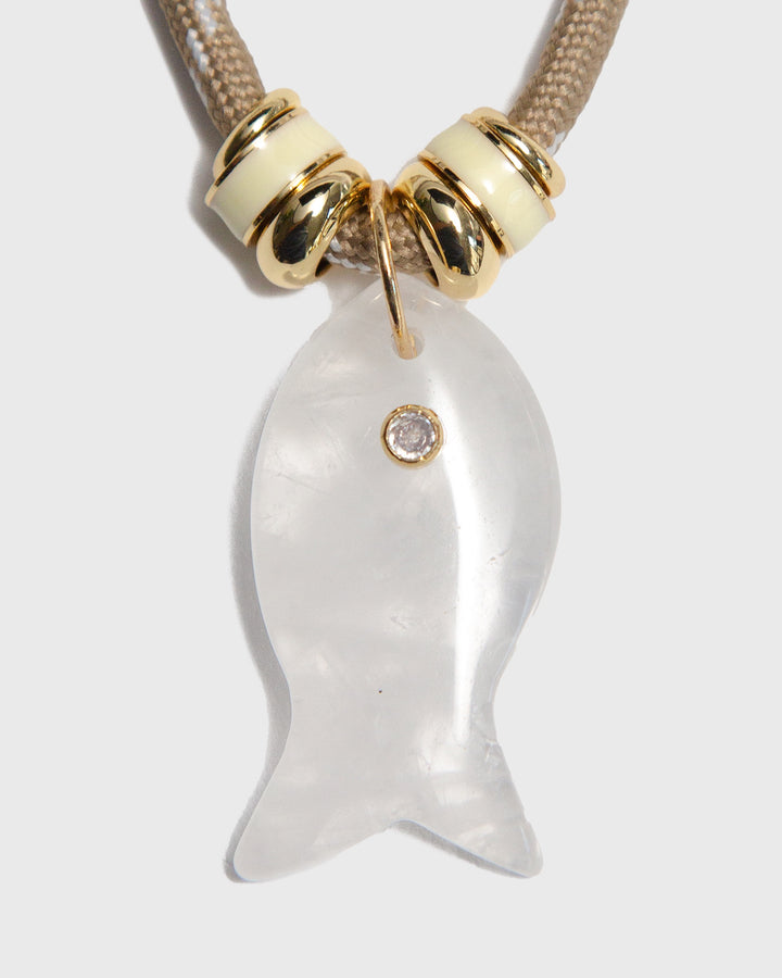 Crystal Quartz Fish Necklace