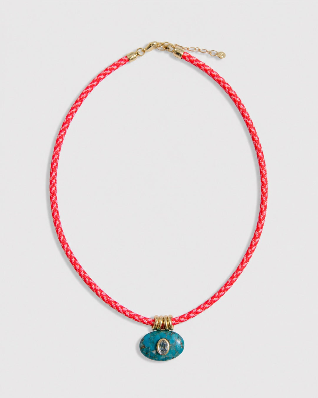 Jordyn Stone Necklace with turquoise and aquamarine on neon paracord