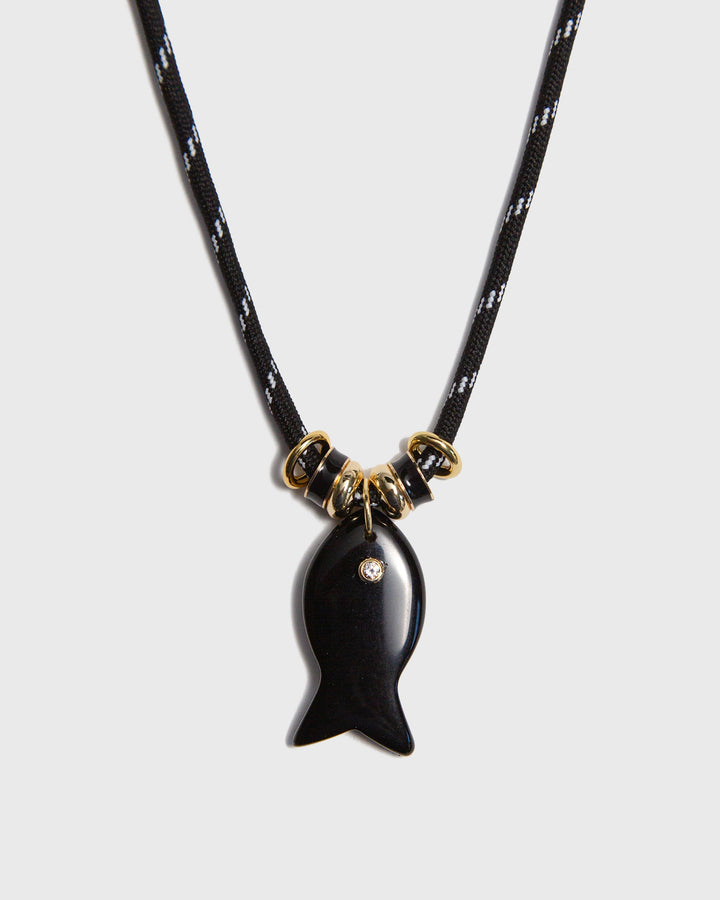 Onyx Fish Necklace