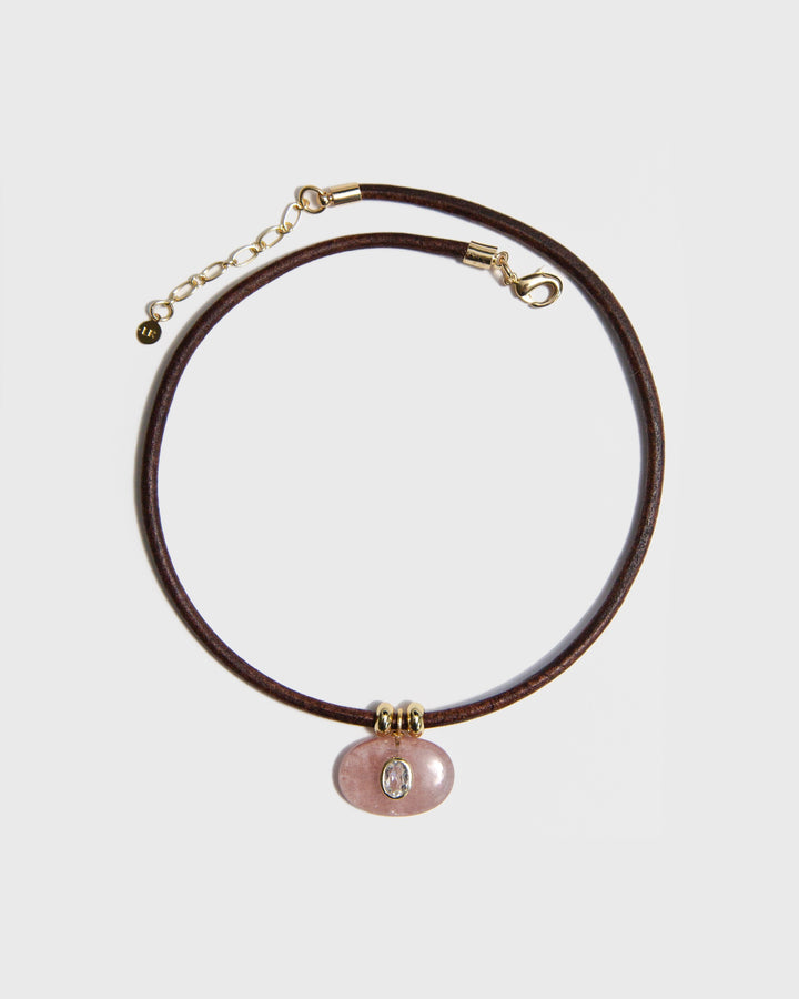Strawberry Moonstone  Horizon Necklace