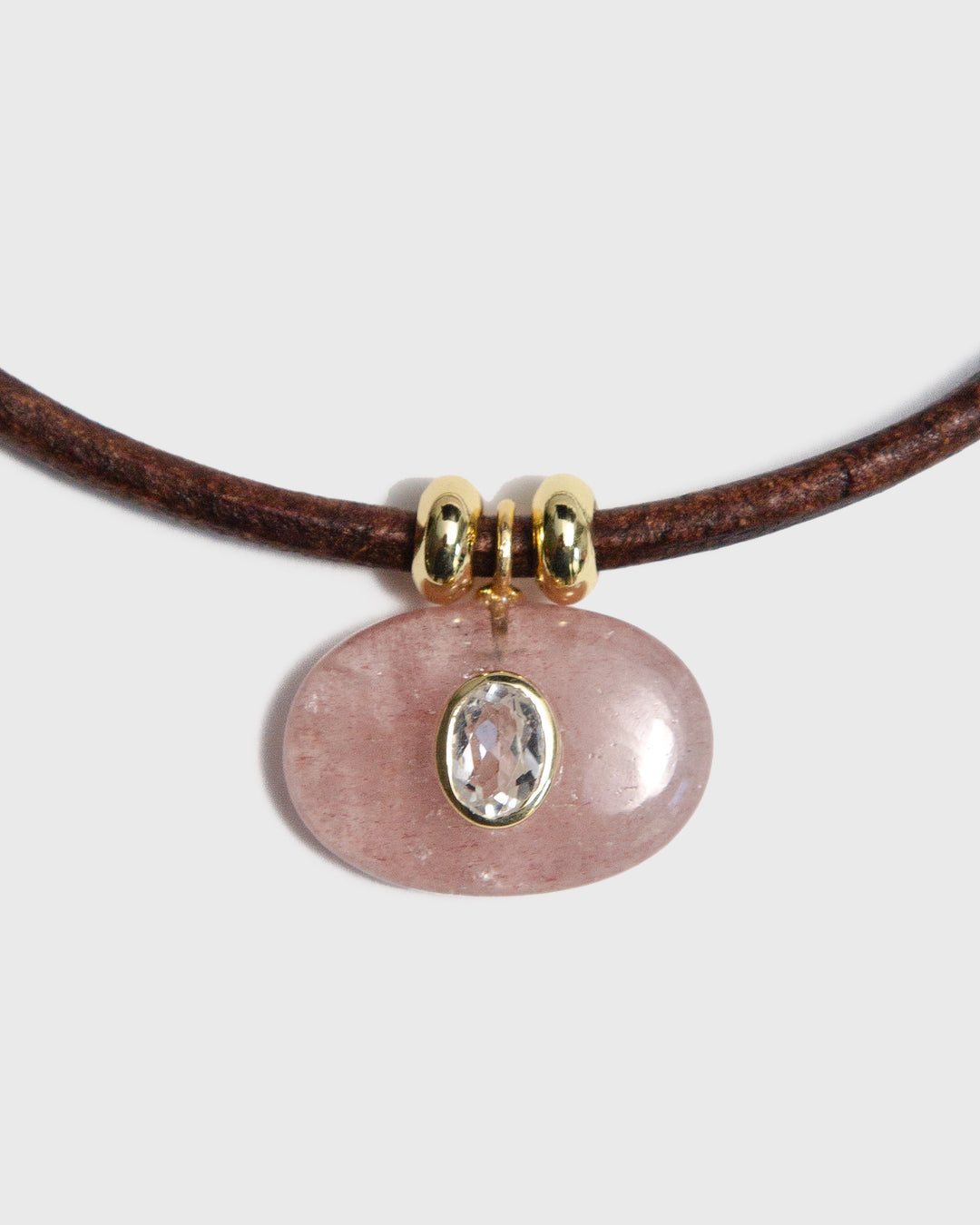 Strawberry Moonstone  Horizon Necklace