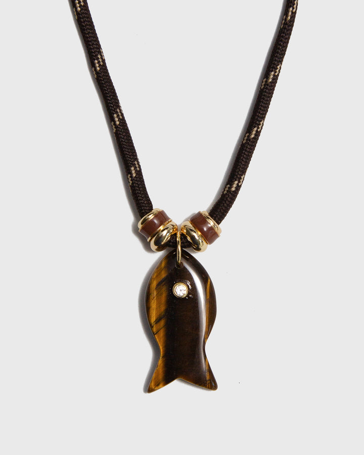 Tigers Eye Fish Necklace
